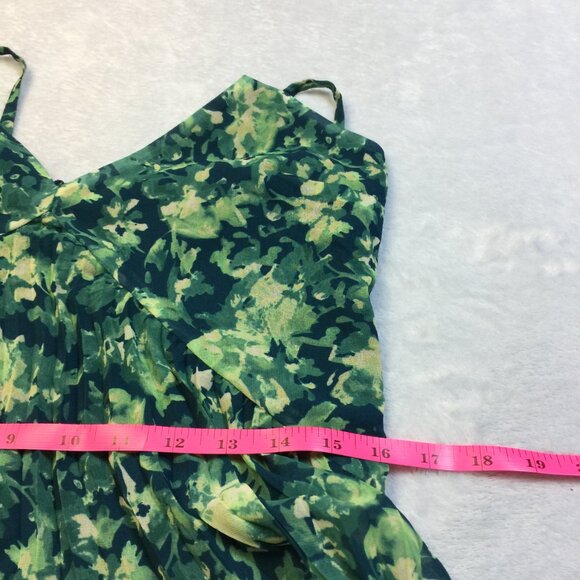 Chelsea 28 Pleated Midi Sundress Size XS Woman's Green Teal Becca Floral V-neck - Picture 8 of 16